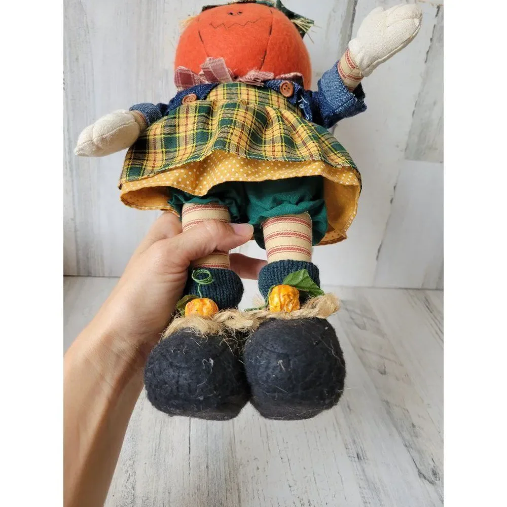 Pumpkin scarecrow‎ girl folk art country home decor kitchen